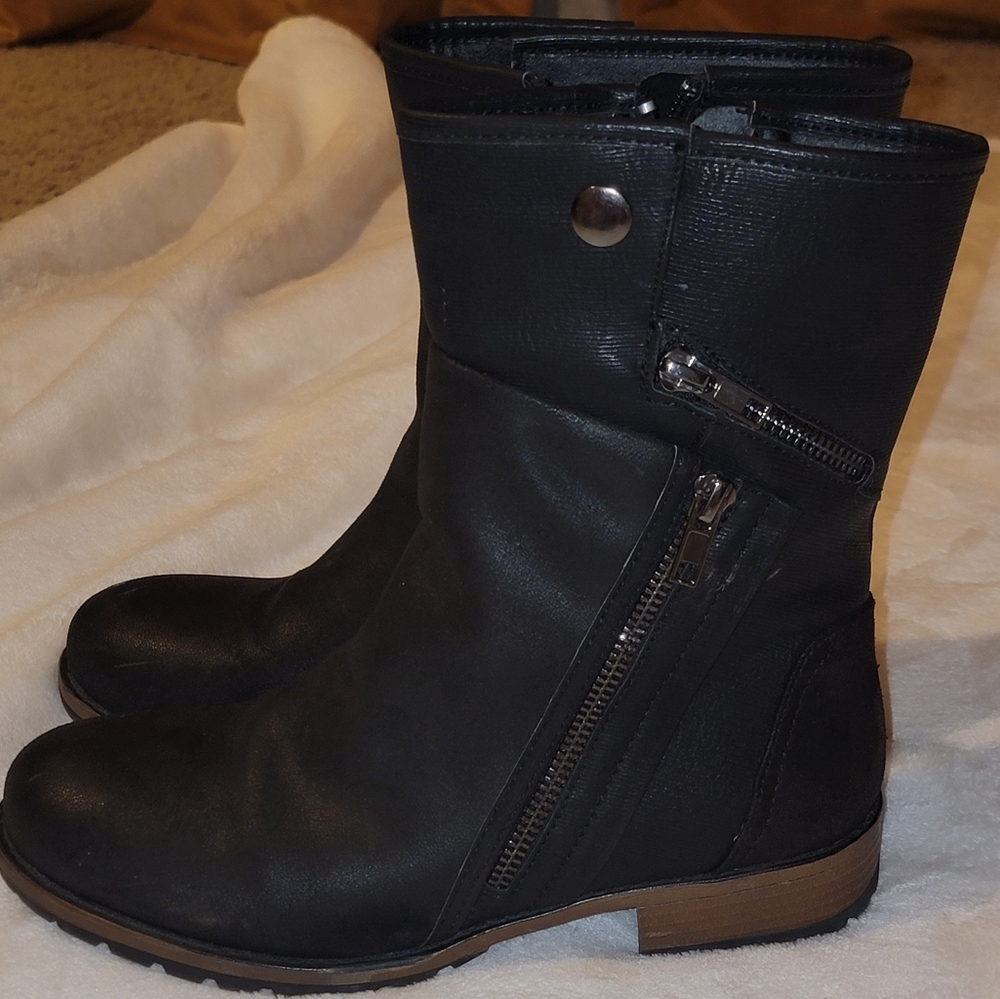 Womens black zip up boots